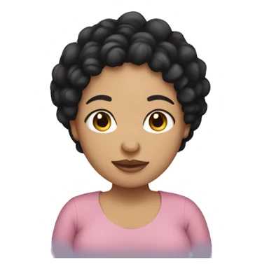 Pregnant woman with black curly short hair, light skinned sticker