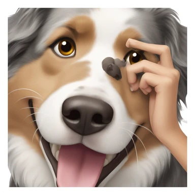 Happy black Australian shepherd with blonde girl  sticker
