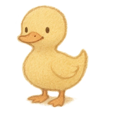 tiny duckling silhouette, Japanese pastel hand-drawn style, full object, with a gentle smile sticker