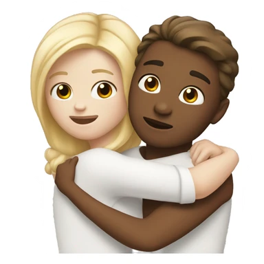 Two friends hugging, one of them with blond hair and white skin. The other one with brown hair and white skin. sticker