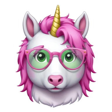 unicorn with green glasses and pink hair sticker
