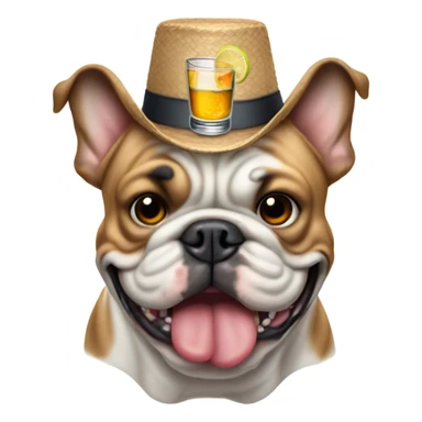 English bulldog toasting with tequila sticker