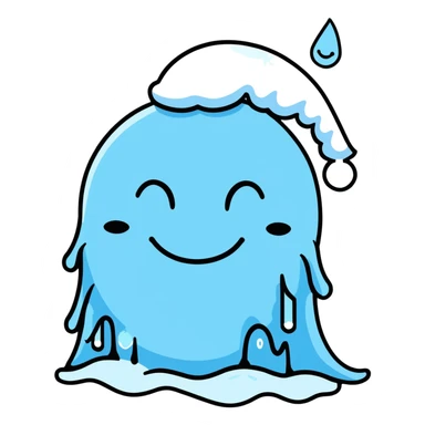 cartoon sticker of a frozen smiley face sleeping with icicles and frosty breath sticker