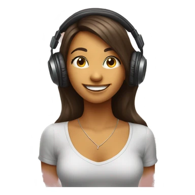 heart shaped happy girl listening music sticker