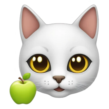 cat with apple sticker