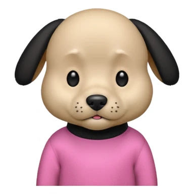 Udělat emoji z mého psa s růžovým svetrem má černou srst a má docela malý obličej  sticker