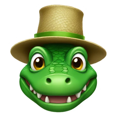 Alligator with a hat sticker