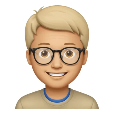 asian man light skin wear glasses smile sticker