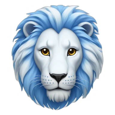 white and blue lion sticker