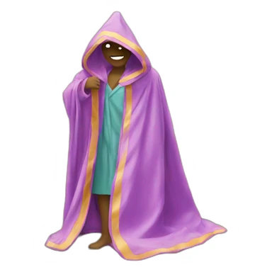 Emoji with colorful robe in the field sticker