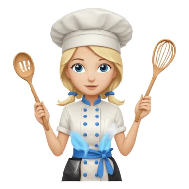 Full body 
Sexy Long Blonde hair blue eyed female chef sticker