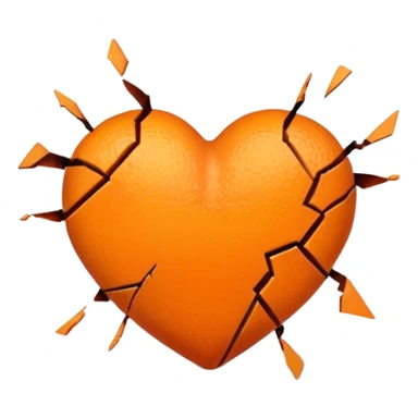 broken heart orange sticker