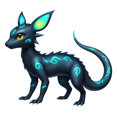 Colorful Neon Exotic Salandit-Aurorus-Umbreon-Fakémon-hybrid-creature (full body)  sticker