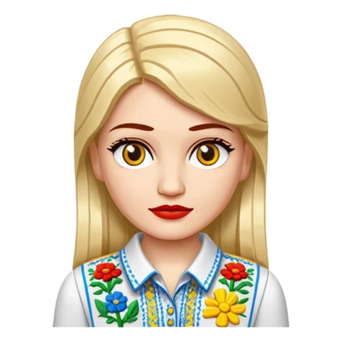 A Ukrainian girl in an embroidered shirt and Lego bricks sticker