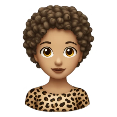 European curly hair girl in leopard sticker