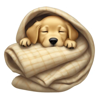 golden retriever puppy sleeping with a blanket sticker