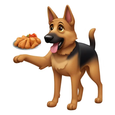 german shepard eating chicken  sticker