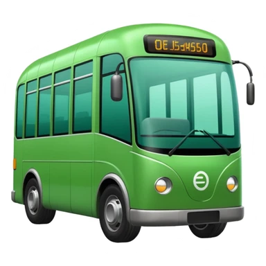green electric bus with a large coin showing 0€, no text on the bus sticker