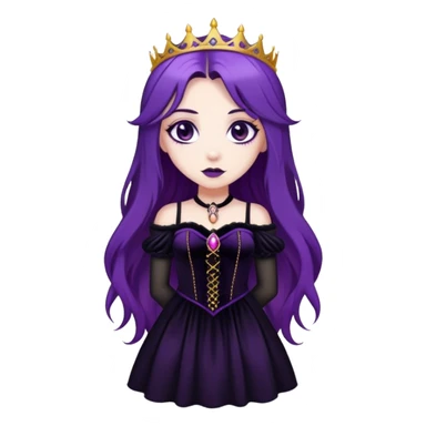 A gothic princess with long purple hair, in a black velvet dress sticker