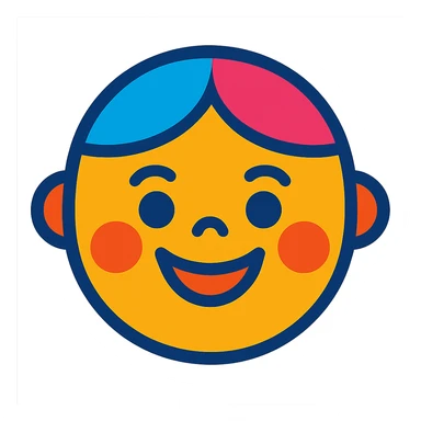 cheerful face, bright and happy expression, vibrant colors sticker