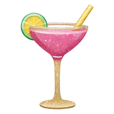 Pink cocktail with glitter  sticker