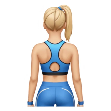 sporty woman cartoon emoji style back view sticker