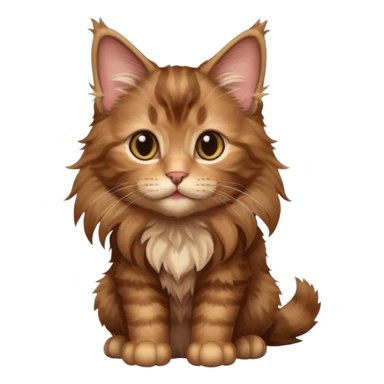 A high-resolution photo-realistic digital illustration of a brown maine coon kitten, chest upward sticker