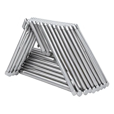 Thin metallic uranium fuel rods, precisely arranged in a hexagonal grid, industrial and realistic, no green sticker