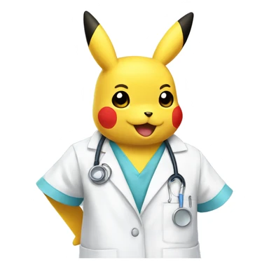 pikachu wears scrubs and lab coat  sticker