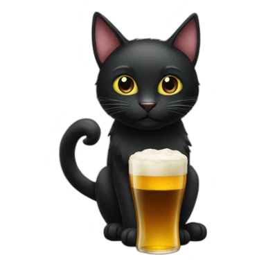 Black cat drink beer sticker