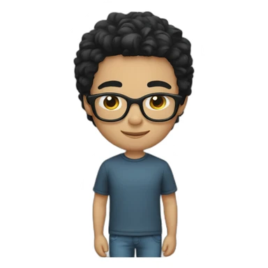Fair skin boy with black glasses and black hair and straight hair sticker