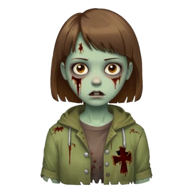 girl zombie with Brown and short bangs hair sticker
