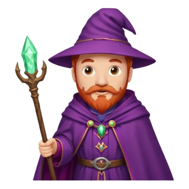 red haired wizard with mustache, purple cloack sticker