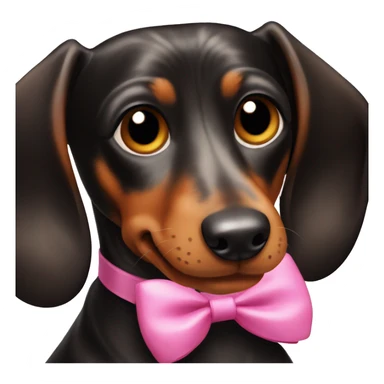 black and brown dachshund with pink bows on ears sticker