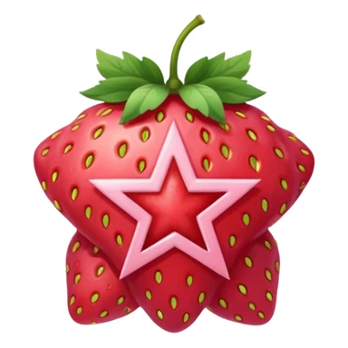 Strawberry with light pink pentagram  sticker