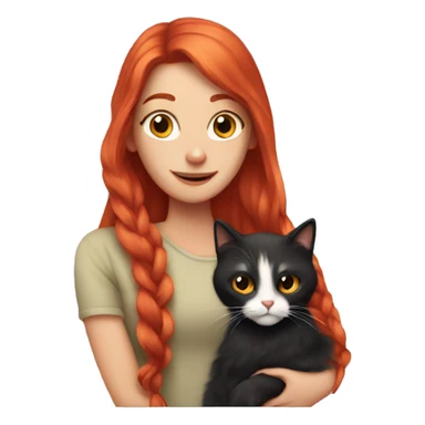 Long red hair holding a calico cat sticker