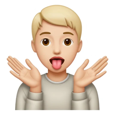 Tongue out with hands on the side sticker