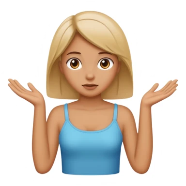 A girl shrugging his shoulders with a 6 above his left hand and a 7 above his right hand. sticker