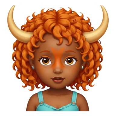 black baby girl with horns and orange hair sticker