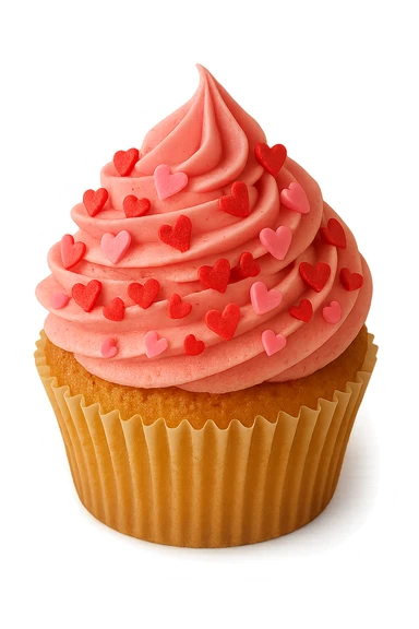 love-themed cupcake with heart sprinkles sticker
