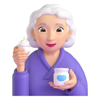grandmother offering yogurt sticker