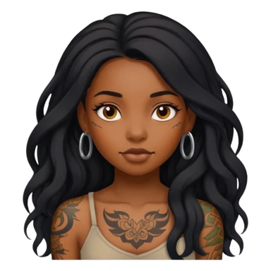 Tattooed princesses black girl with long hair  sticker
