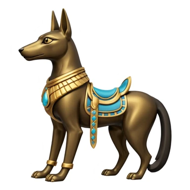 Ancient style saddled avenger four-legged statue casually adorned anubis canine casually posed  sticker