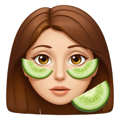 brownhaired woman with cucumber on eyes sticker
