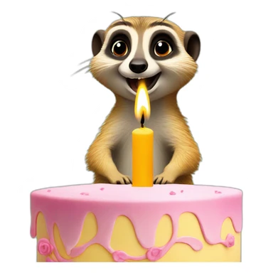 meerkat blowing out a big candle on a cake  sticker