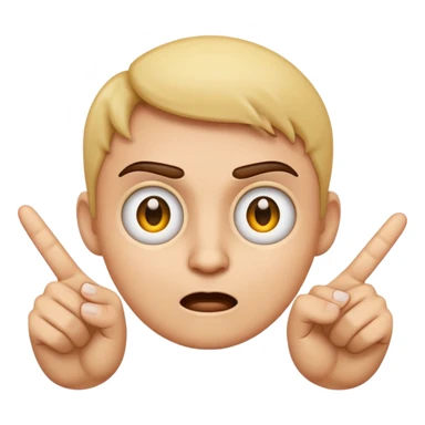 an emoji that with 2 fingers from one hand pointing their eyes a bit mad sticker