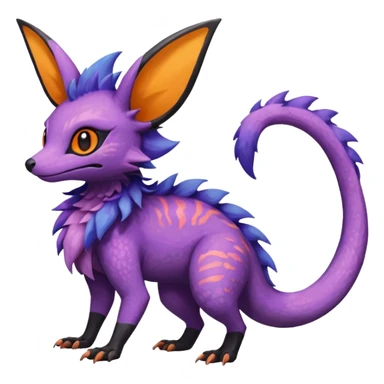 Rare epic aesthetic colorful Salandit-Noibat-Eevee-Genet-species-Fakemon-hybrid-creature, with markings, full body sticker