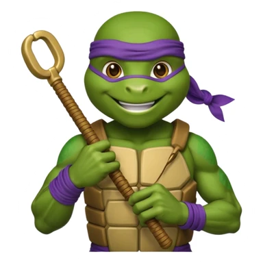 Donatello from Teenage Mutant Ninja Turtles, emoji style, holding nunchucks sticker