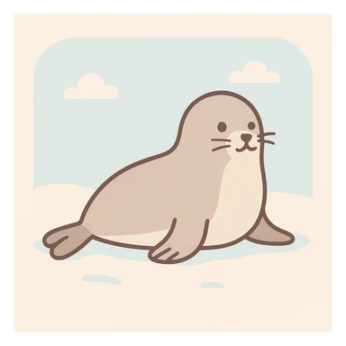 Flat design style seal in the snow sticker