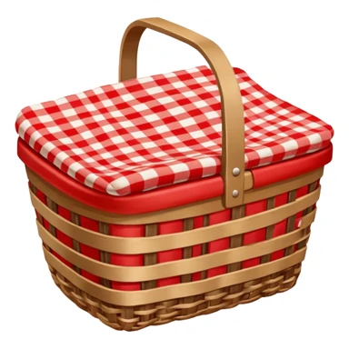  empty wicker basket with picnic cloth in it sticker